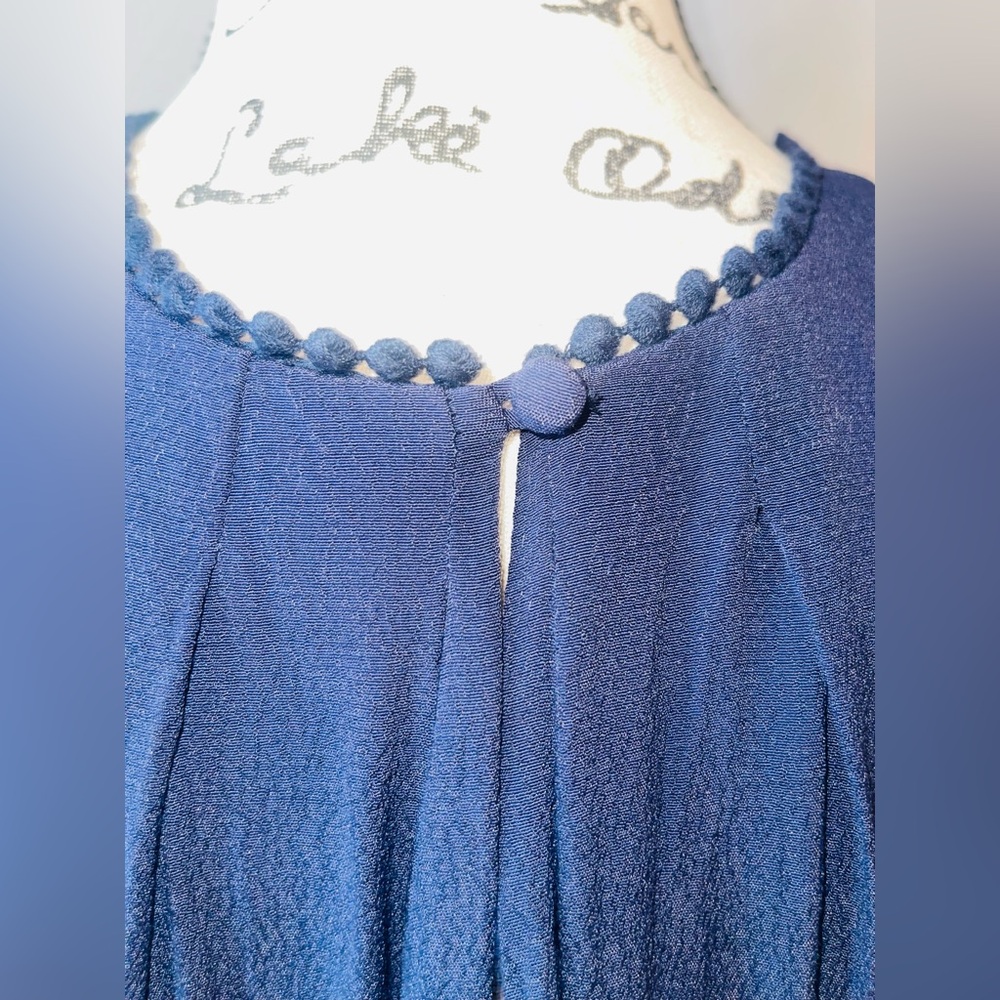 Maeve by Anthropologie Navy Fringe Hem Dress β Size 6 - Picture 3 of 8